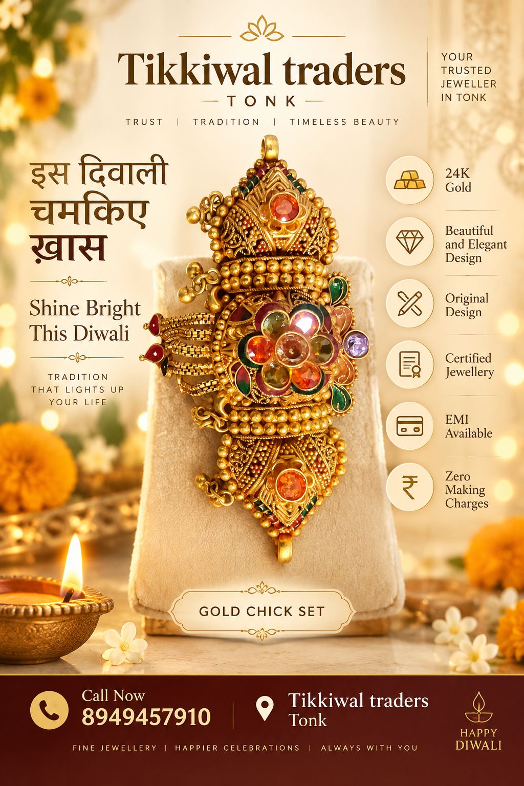 Sample Diwali poster for a jewellery set